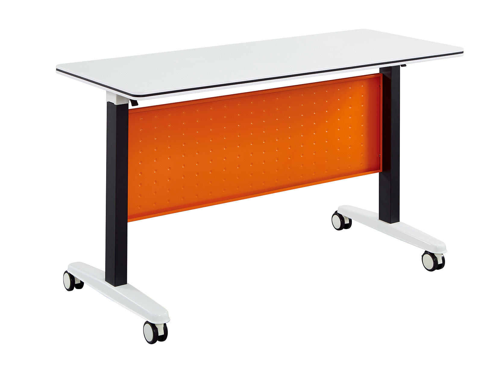 Foldable Modular Training Table in White and Orange (3)